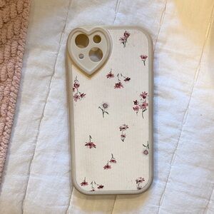 Floral Pattern IPhone 14 plus Case - Cream and Pink
